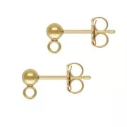 Orecchini a chiodo con palline 3 mm con anello saldato in Gold filled x20