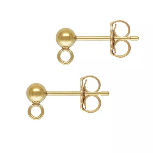 Orecchini a chiodo con palline 3 mm con anello saldato in Gold filled x20
