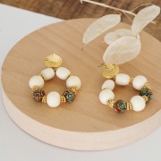 Perla rondella tibetana etnica 9x11 mm Rosso - Turchese x1