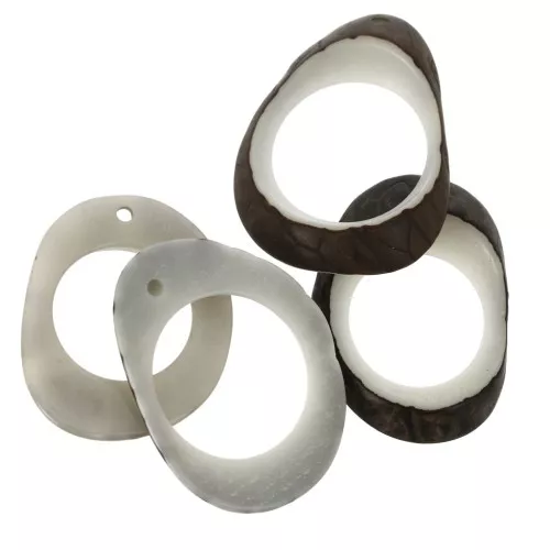 Pendenti ovali irregolari scavati in Tagua 24x22 mm - Avoria x4