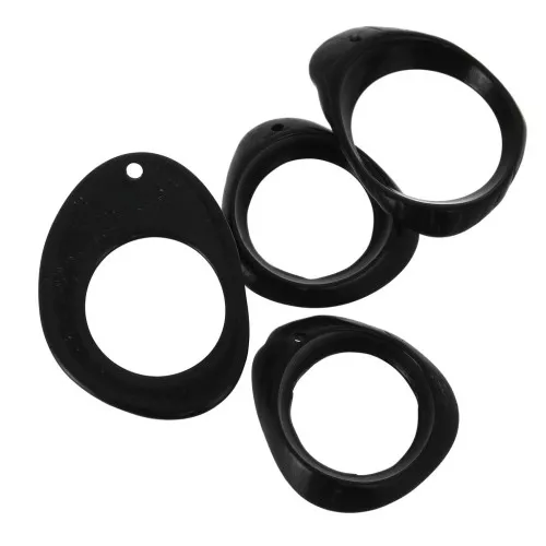 Pendenti ovali irregolari scavati in Tagua 24x22 mm - Neri x4