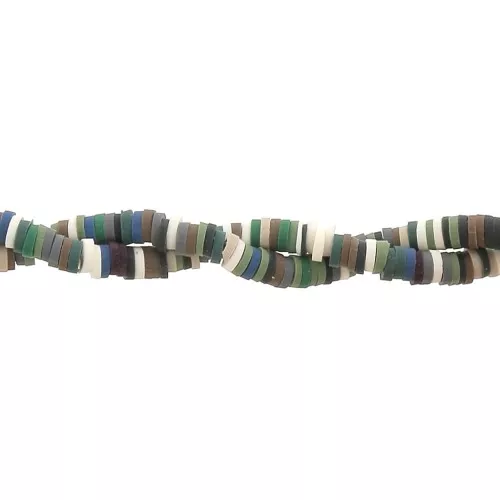 Perle rondelle in pasta polimerica Heishi 4x1 mm Multicolore - Verde - Marrone x39 cm