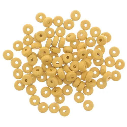 Perle rondelle in ceramica Heishi 5,3x2,5 mm - Giallo opaco x30