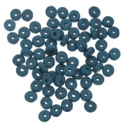Perle rondelle in ceramica Heishi 5,3x2,5 mm - Blu anatra opaco x30