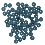 Perle rondelle in ceramica Heishi 5,3x2,5 mm - Blu anatra opaco x30