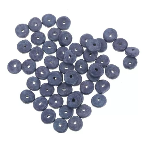 Perla in ceramica Heishi 6,5x2,3 mm - Blu sbiadito opaco x30
