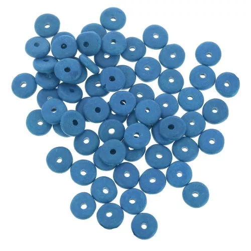 Perla in ceramica Heishi 6,5x2,3 mm - Blue Azur mat x30