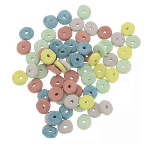 Perla in ceramica Heishi 6,5x2,3 mm - Multicolore pastello opaco x30