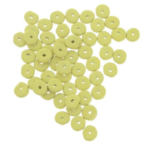 Perla in ceramica Heishi 6,5x2,3 mm - Giallo limone opaco x30