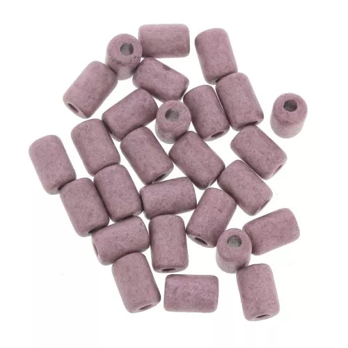 Perle tubi stile Heishi in ceramica 6.8x10 mm - Malva mat x10