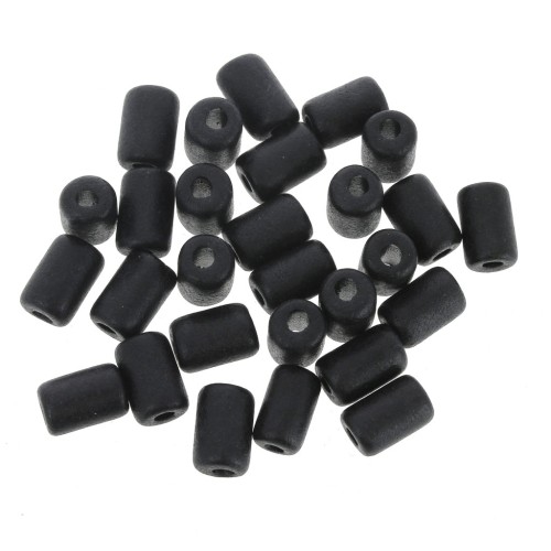 Perle tubi stile Heishi in ceramica 6.8x10 mm - nero mat x10