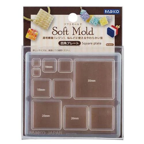 Stampo silicone per realizzare de cabochon quadrati piatti -Padico per resina x1
