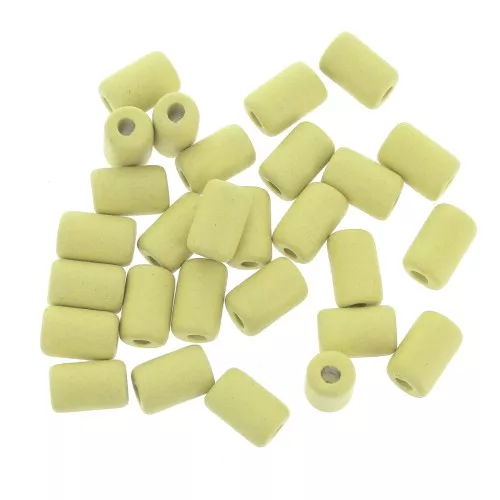 Perle tubi stile Heishi in ceramica 6.8x10 mm - Giallo limone mat x10