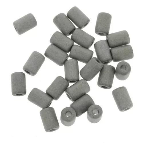 Perle tubi stile Heishi in ceramica 6.8x10 mm - Griggio scuro mat x10