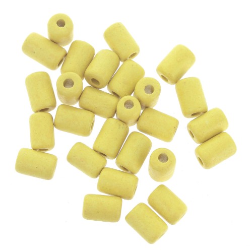 Perle tubi stile Heishi in ceramica 6.8x10 mm - Giallo mat x10