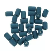 Perle tubi stile Heishi in ceramica 6.8x10 mm - Blu anatra mat x10