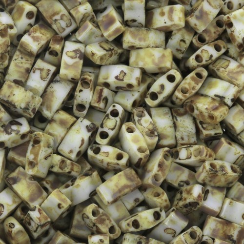 Miyuki Half Tila Beads 5x2.3x1.9mm HTL-4512 - Opaco Yellow Picasso x10g