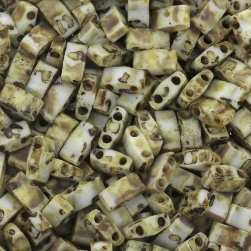 Miyuki Half Tila Beads 5x2.3x1.9mm HTL-4512 - Opaco Yellow Picasso x10g