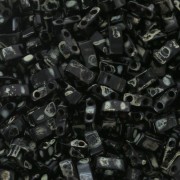 Miyuki Half Tila Beads 5x2.3x1.9mm HTL-4511 - Opaco Black Picasso x10g|raw }}