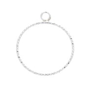Pendente rotondo diamantato 24x20 mm in Argento 925 x1|raw }}