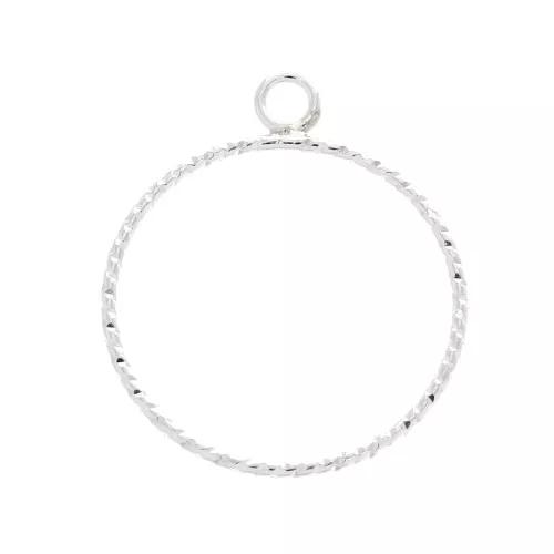 Pendente rotondo diamantato 24x20 mm in Argento 925 x1