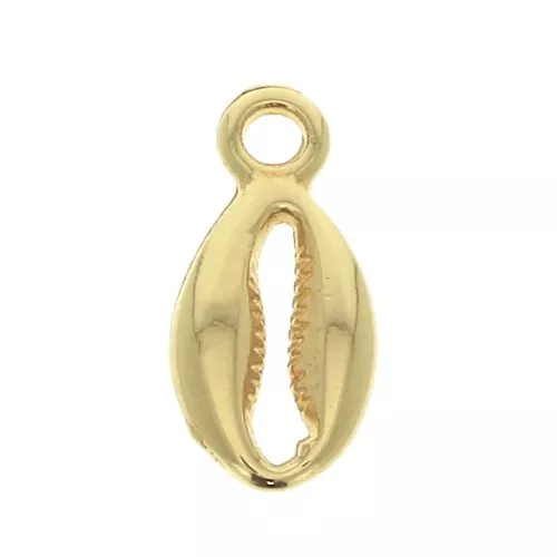 Ciondolo conchiglia cauri en zamac 13x6 mm - Dorato con oro fino x1