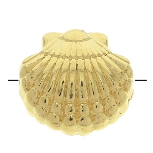 Perla conchiglia in zamac - 11.5 mm - Dorato con oro fino x1