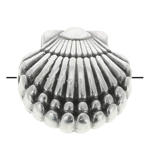 Perla conchiglia in zamac - 11.5 mm - Placcatura Argento Antico x1