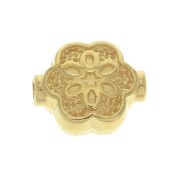 Perla fiore lavorata in zamac 10x8 mm - Dorato con oro fino x1