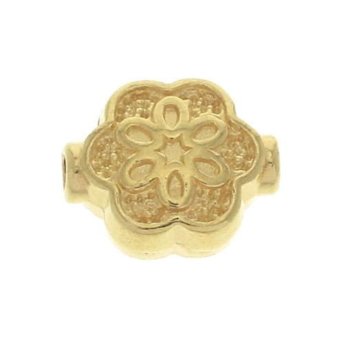 Perla fiore lavorata in zamac 10x8 mm - Dorato con oro fino x1
