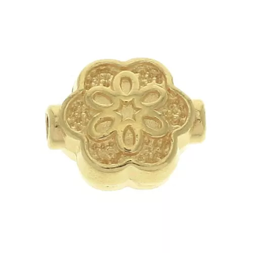 Perla fiore lavorata in zamac 10x8 mm - Dorato con oro fino x1