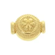 Perla rotonda lavorata modello fiore in zamac 10x8 mm - Dorato con oro fino x1