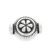 Perla rotonda lavorata modello fiore in zamac 10x8 mm - Placcatura Argento Antico x1|raw }}