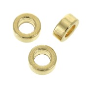 Perla rondella Heishi in ottone - disco piatto grosso foro 7x3 mm - Dorato con oro fino x1|raw }}