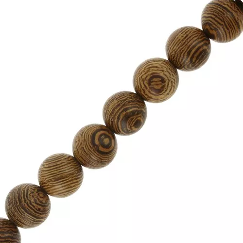 Perle rotonde in legno 10 mm - Marrone scuro x10