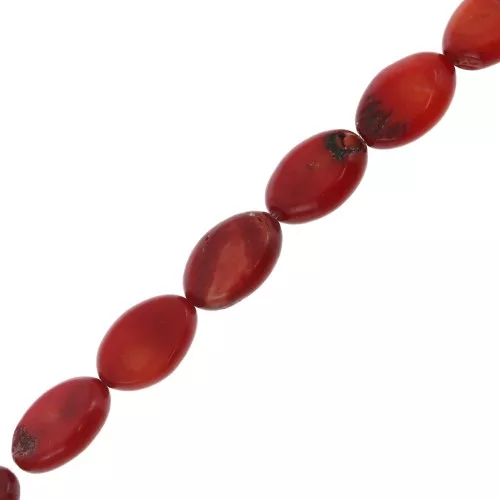 Perle ovale irregolare appiattite 13x8.5 mm in Bambou imitazione corallo-Rosso x1
