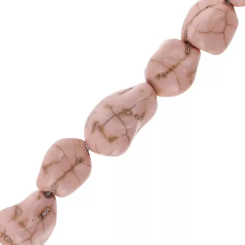 Perla irregolare 15 mm Howlite tinto - Rosa chiaro x1