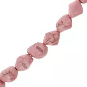 Perla irregolare 12 mm Howlite tinto - Rosa x1