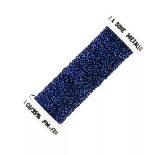 Filo da ricamo metallizzato intrecciato 4 -Au ver à soie- Blu re (033) x10