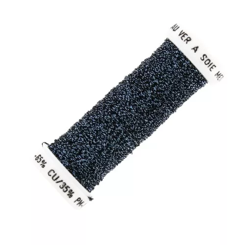 Filo da ricamo metallizzato intrecciato 4 -Au ver à soie- Blu notte (018) x10m