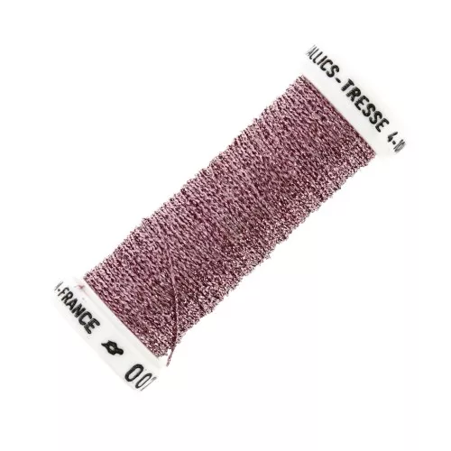 Filo da ricamo metallizzato intrecciato 4 -Au ver à soie- Rosa (007) x10m