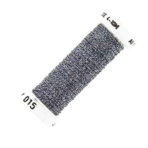 Filo da ricamo metallizzato intrecciato 4 -Au ver à soie-Griggio Blu (015) x10m