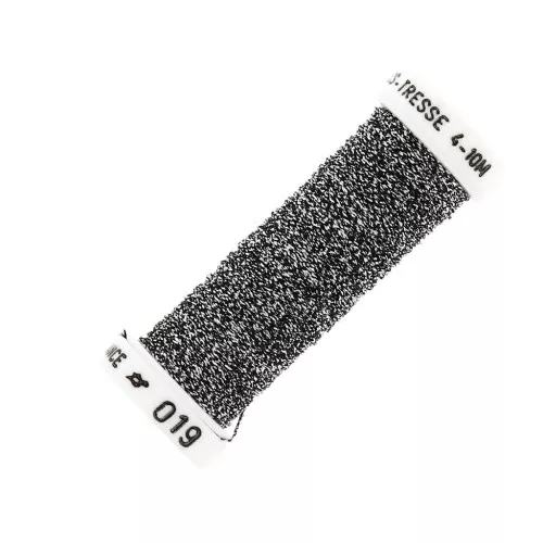 Filo da ricamo metallizzato intrecciato 4 -Au ver à soie-Argentato nero (019) x10m