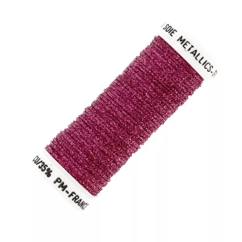 Filo da ricamo metallizzato intracciato 16 au ver à soie Fuchsia (024) x10cm