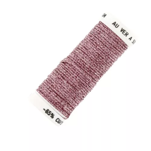Filo da ricamo metallizzato intracciato 16 au ver à soie rosa 007 x10cm