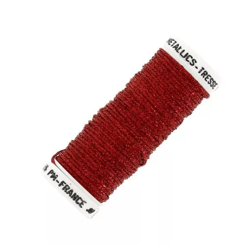 Filo da ricamo metallizzato intracciato 16 au ver à soie rosso vivo 003 x10cm