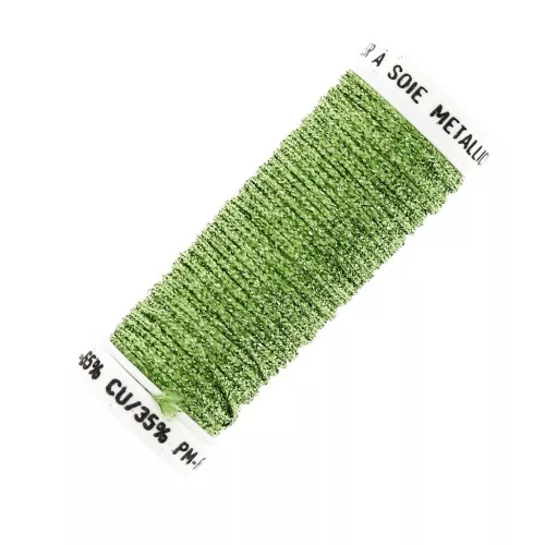 Filo da ricamo metallizzato intracciato 16 au ver à soie verde chiaro 025 x10cm