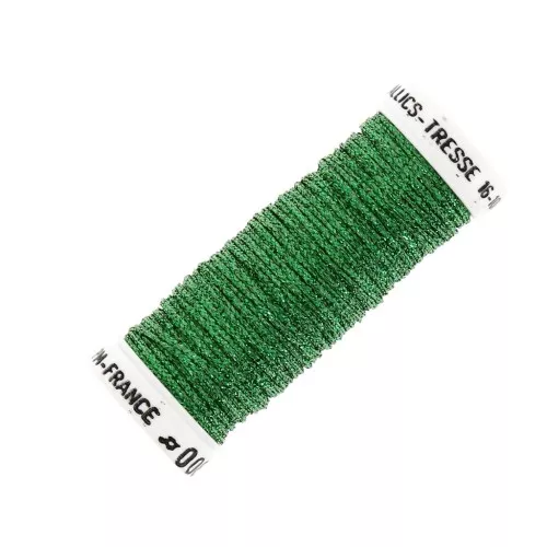 Filo da ricamo metallizzato intracciato 16 au ver à soie verde 008 x10cm