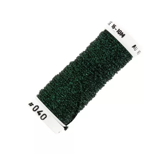Filo da ricamo metallizzato intracciato 16 au ver à soie verde foresta 040 x10cm