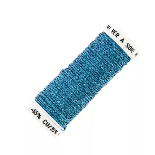 Filo da ricamo metallizzato intracciato 16 au ver à soie blu azzuro 006 x10cm